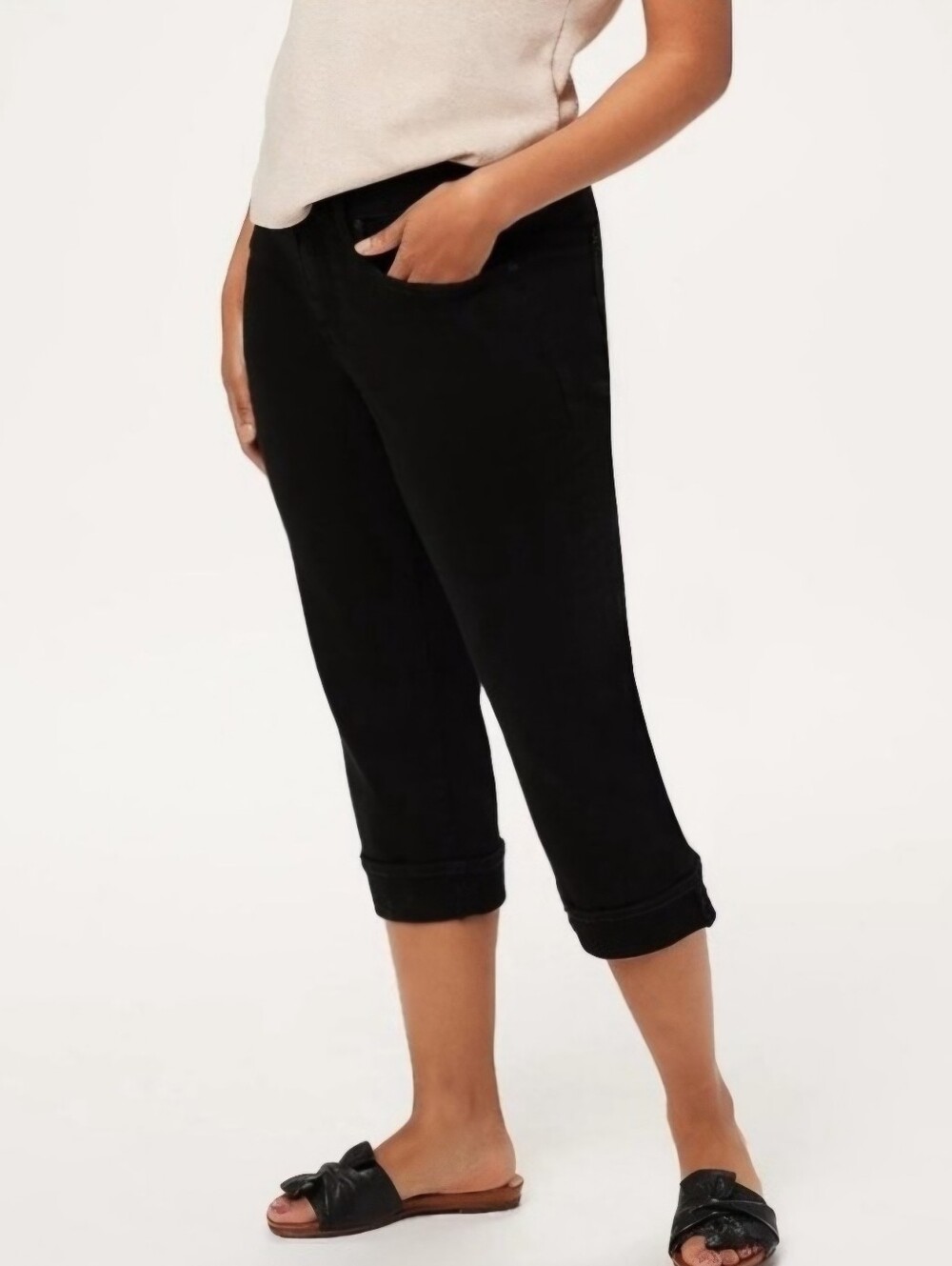 NYDJ Marilyn Crop Cuff Jeans Lift Tuck Black Sz 6 - NWT